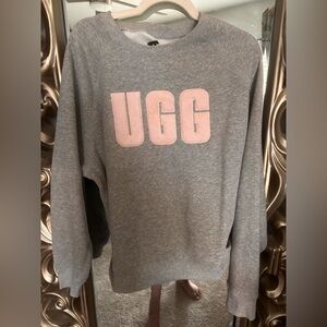 UGG Heather Gray Sweatshirt with Soft Pink Logo